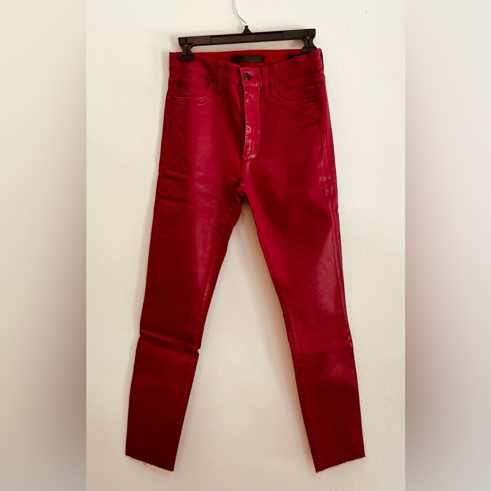 Joe's Jeans Red Coated Skinny Jeans  Size 26 The Charlie High Rise Skinny Ankle